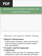 Assessment of Cognitive Abilities and Cognitive Processes