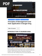 Principles of Management and Their Application in Burger King