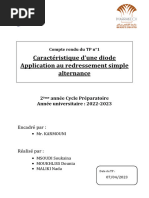 Caractéristique D'une Diode Application Au Redressement Simple Alternance