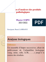 Techniques D'analyses Des Produits Pathologiques: Master II BPC