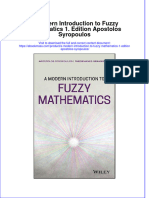 A Modern Introduction To Fuzzy Mathematics 1. Edition Apostolos Syropoulos