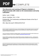 The Discovery and Naming of Papaver Orientale S.L. (Papaveraceae) With Notes On Its Nomenclature and Early Cultivation