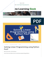 Solving Linear Programming Using Python PuLP - Machine Learning