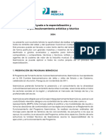 Ibermusicas Ayuda A La Especializacion y El Perfeccionamiento Artistico y Tecnico 2024