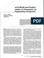 Effects of WOM and Product - Attribute Information On Persuasion An Accessibility Diagnosticity Perspective