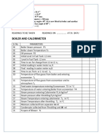 Blank Calculation Sheet of Steam Turbine Test Rig