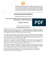 Avis de Recrutement Conseiller Technique en Agronomie Et Sécurité Alimentaire - PRESACI