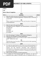 Organising Worksheet