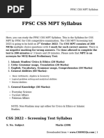 FPSC Css MPT Syllabus