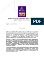 Política Equidad de Género para Las Mujeres de Antioquia (2002)