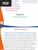 Blood Transfusion Nursing Lecture 14 Shekhan 2024