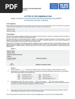 MSCE Letter of Recommendation