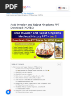 Arab Invasion and Rajput Kingdoms PPT Download (NOTES)