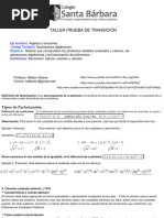 Guia 1 Segundo Semestre Taller Transicion Matematicas 4medio