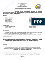 RESOLUTION AUTHORIZING THE PUNONG BARANGAY TO SIGN A MEMORANDUM OF AGREEMENT ON BEHALF OF THE BARANGAY. Minutes