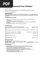 Resume - 5G - LTE Optimization Lead - Muhammad Umar Siddique