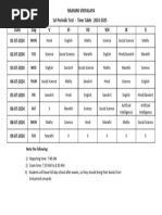 V - X - 1st Periodic Test - Time Table 2024-25