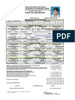 Ficha de Matricula para Cuarto Grado