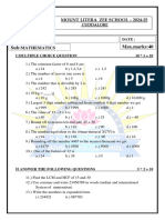 PT - 1 Grade 6 Maths