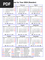 Year 2024 Calendar - Sweden