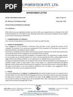 Elite Powertech Pvt. LTD: Appointment Letter