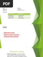 Filtered PPT of Diffraction Grating, Dispersive Properties of Prism and Grating