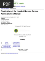 Department of Health - Finalization of The Hospital Nursing Service Administration Manual - 2011-07-13