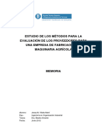 01 - MEMORIA Estudio de Los Métodos para La Evaluación de Los Proveedores para Una Empresa de Fabricación de Maquinaria Agrícola