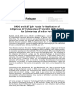 DRDO和L&T携手为印度海军潜艇实现独立空气推进（AIP）系统