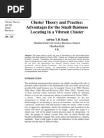 Cluster Theory and Practice: Advantages For The Small Business Locating in A Vibrant Cluster