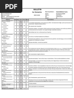 Bulletin 1er Semestre