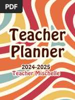 Teacher Planner For 2023-2024 in Multicolor Retro Style