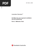 Australian Standard: Air Filters For Use in General Ventilation and Airconditioning Part 2: Methods of Test