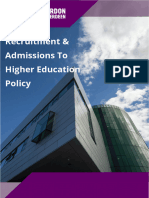 Robert Gordon Recruitment and Admissions To Higher Education Policy