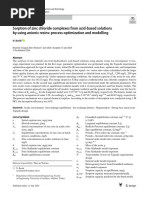 Sorption of Zinc Chloride Complexes From Acid Based Solutions by Using Anionic Resins: Process Optimization and Modelling