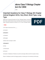 Important Questions Class 11 Biology Chapter 4 Animal Kingdom For Section A, B, C, D