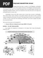 DRRR - Lesson 7 Handout and Activity Earthquake Magnitude Scale