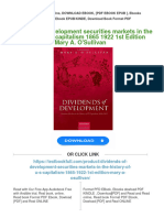 Dividends of Development Securities Markets in The History of U S Capitalism 1865 1922 1st Edition Mary A. O'Sullivan