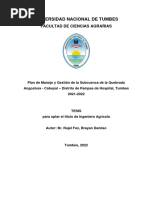 Plan de Manejo y Gestión de La Subcuenca de La Quebrada