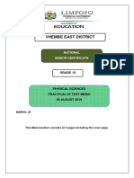 MEMO Physical Sciences Grade 12 Term 3 Practical Test Memo