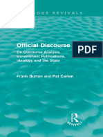 Burton Frank Carlen Pat Official Discourse On Discourse Anal