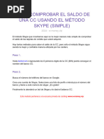 Como Comprobar El Saldo de Una CC Usando El Método Skype Simple