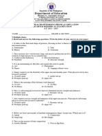 Grade 12 Health Optimizing Physical Education Examination 1ST Quarter