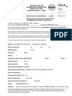 Certificado de Calibración #A-01998 Laboratorio de Metrología Dimensional de Rubén Hugo Cóppola E Hijos S.R.L