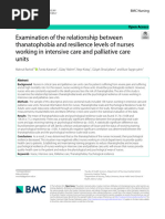 Examination of The Relationship Between Thanatophobia and Resilience Levels of Nurses Working in Intensive Care and Palliative Care Units