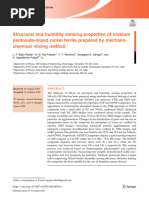 Structural and Humidity Sensing Properties of Niobium Pentoxide-Mixed Nickel Ferrite Prepared by Mechano Chemical Mixing Method-V Good