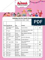 AIP - Holiday Day List - South Zone - Feb 28