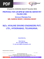 Clearpack Proposal For The 120 BPM Water PET Filling Line For Hyaline Enviro, Hyderabad.