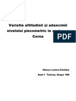 Variatia Altitudinii Și Adancimii Nivelului Piezometric in Regiunea Cornu