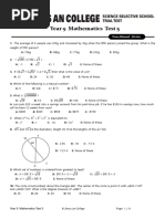 Year 9 Mathematics Test 5: Time Allowed: 30 Min